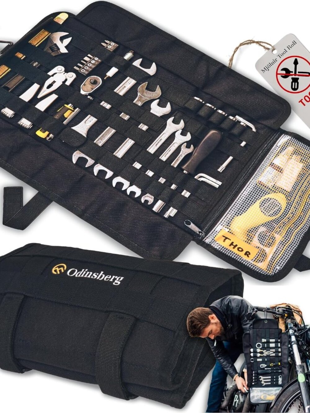 Motorcycle Tool Roll Bag Tools NOT Included - Small Tool Bag Wrench Roll Up Tool